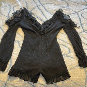 Zimmermann Black Ruffled Long-Sleeve Dress